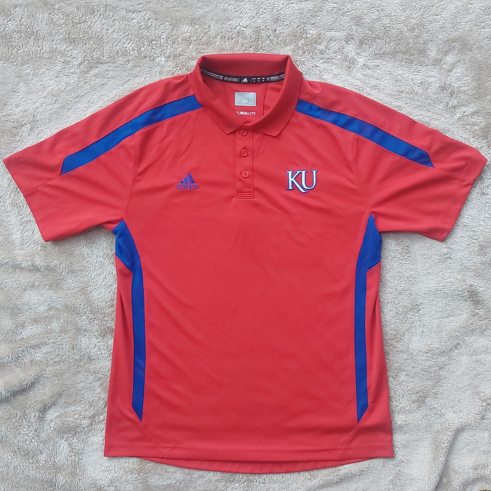 University Of Kansas Jayhawks Adidas Climalite Activewear Polo Shirt | M